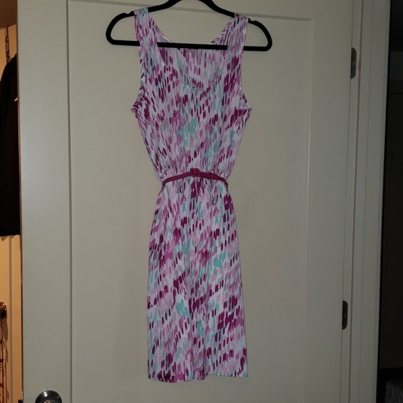 Watercolor belted sleeveless pastel dress Size S - Picture 2 of 4